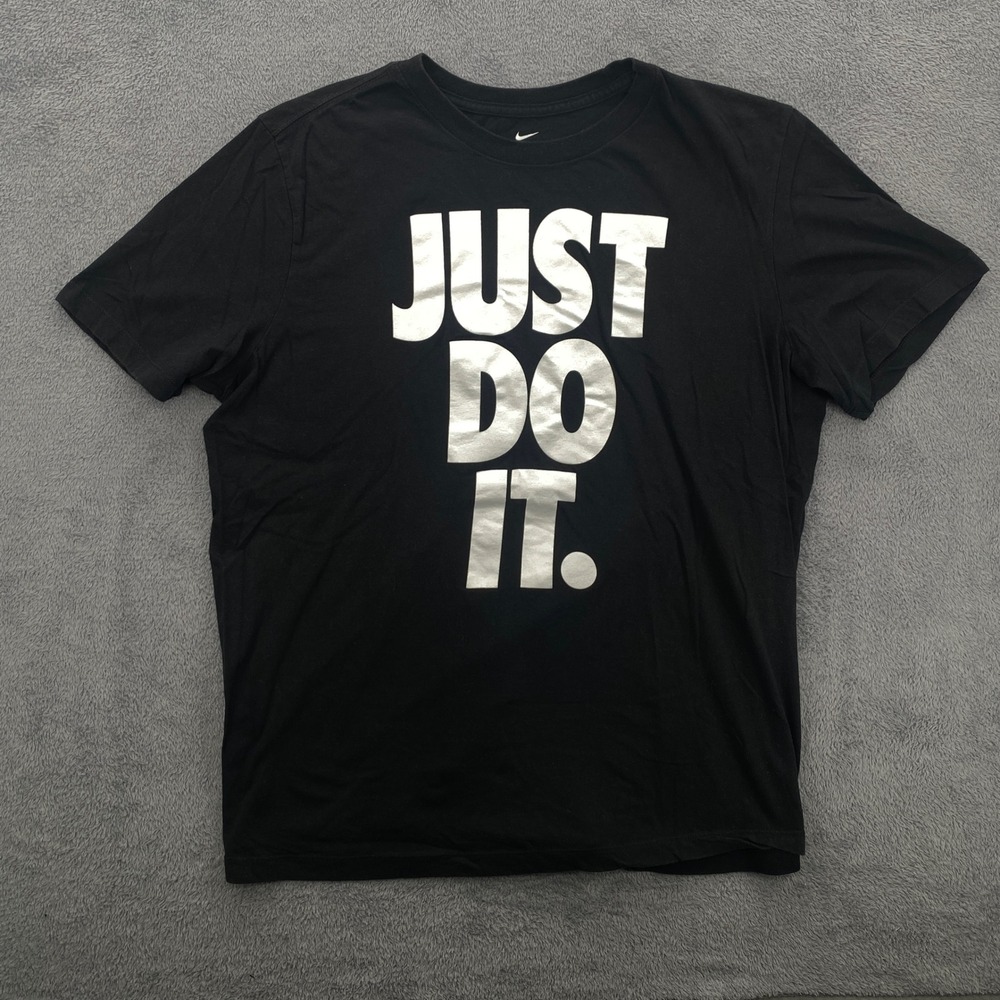 Nike T-Shirt Mens XL Black Just Do It Graphic Short Sleeve BV1997-00A